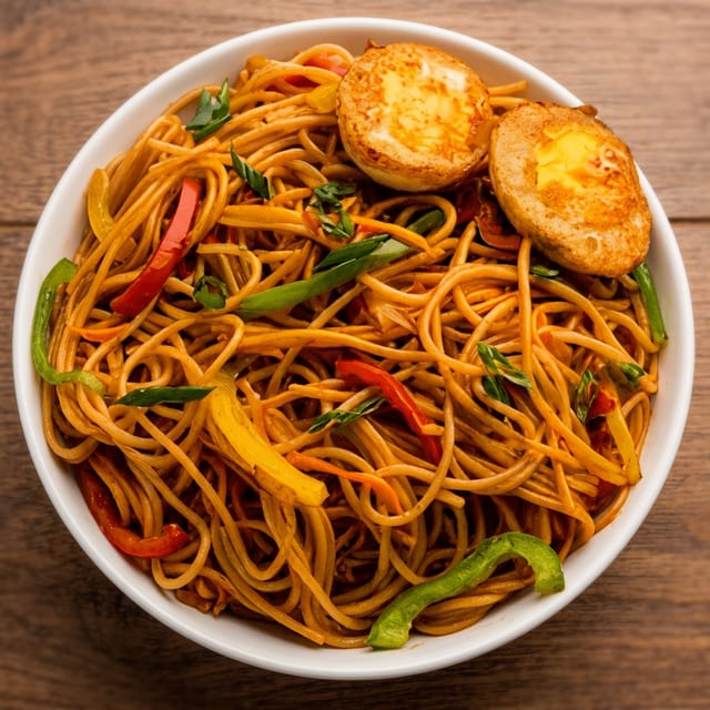 Schezwan Egg Hakka Noodles.